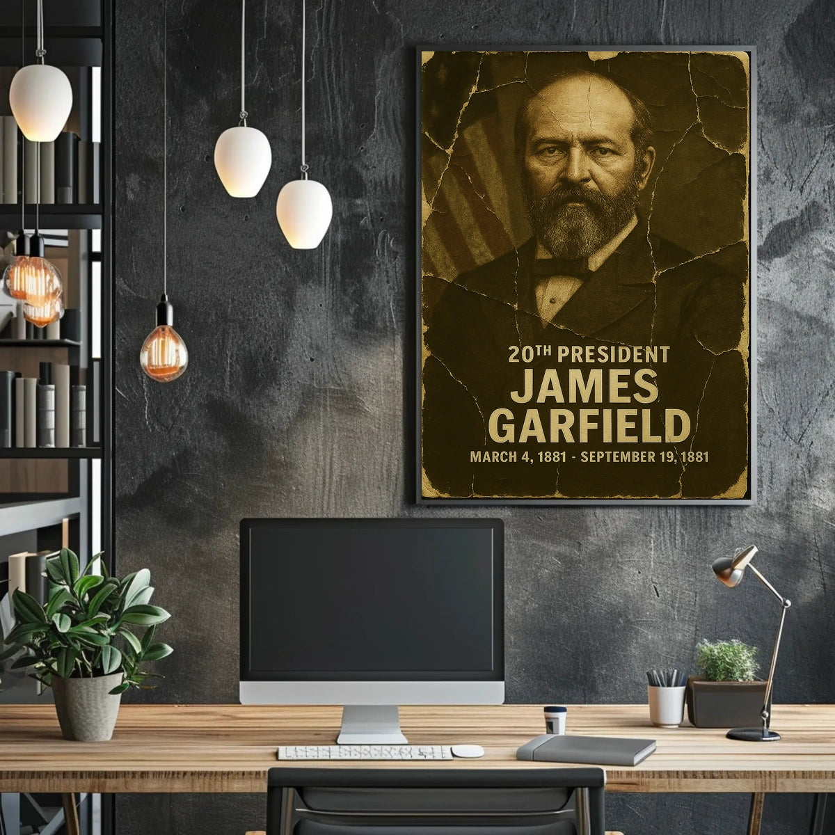 James A. Garfield 20th President of the United States Damaged Photograph Poster