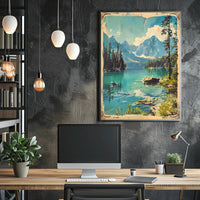 Serene Mountain Lake Travel Poster Landscape Print