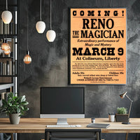 Vintage Magic Show Poster: Reno Performance Historical Poster