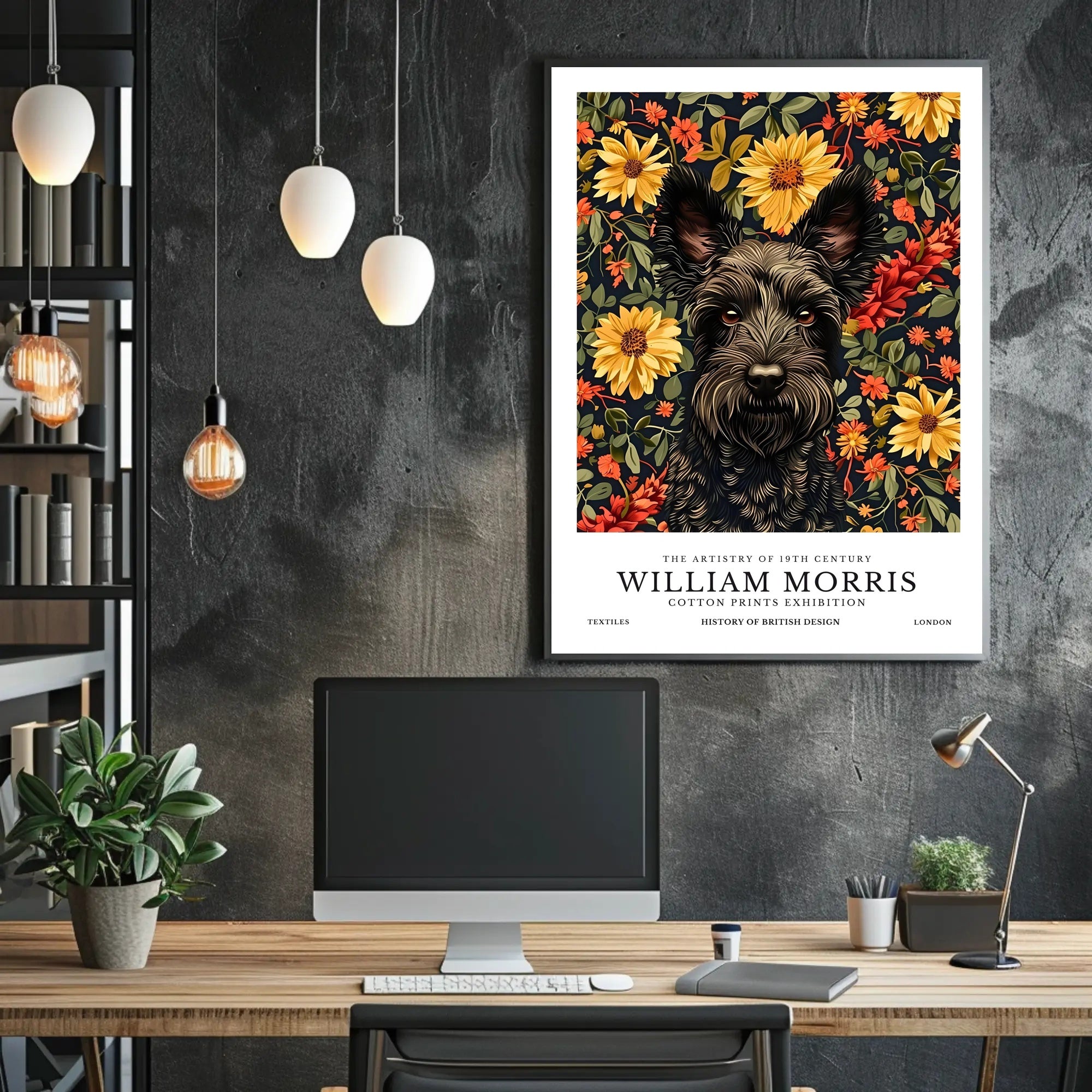 The Artistry of 19th Century with Floral Dog Artistic Poster