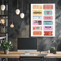 Nostalgic Vintage Ticket Collage for Retro Entertainment Poster PosterGoat