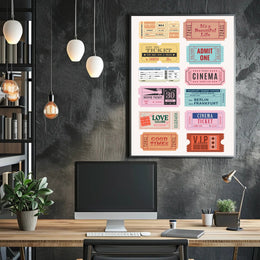 Nostalgic Vintage Ticket Collage for Retro Entertainment Poster PosterGoat