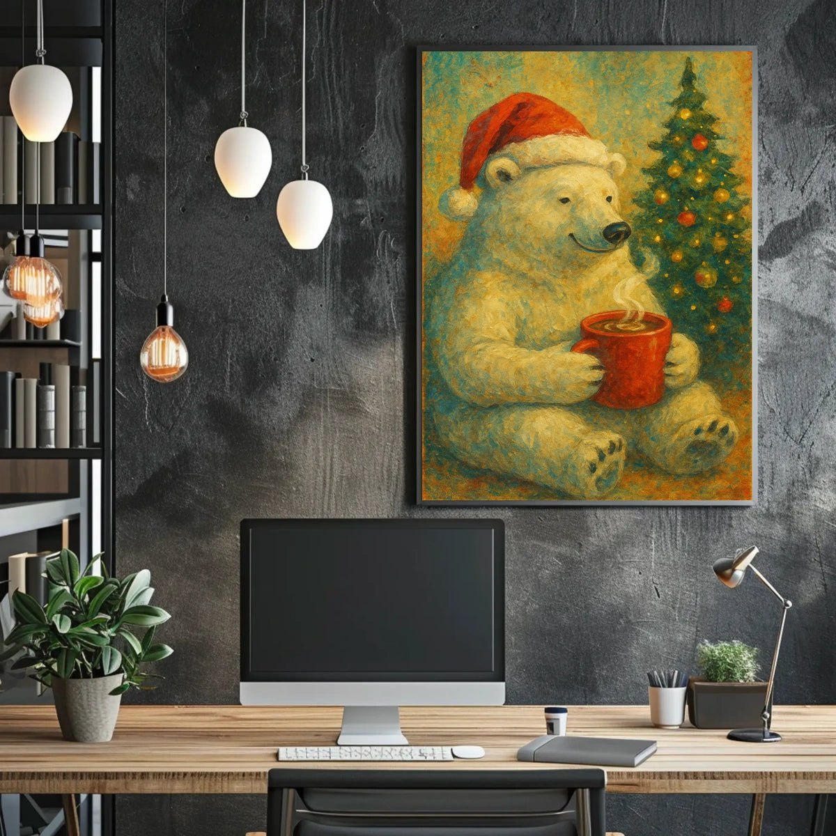 Festive Polar Bear Celebration Poster