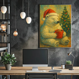 Festive Polar Bear Celebration Poster