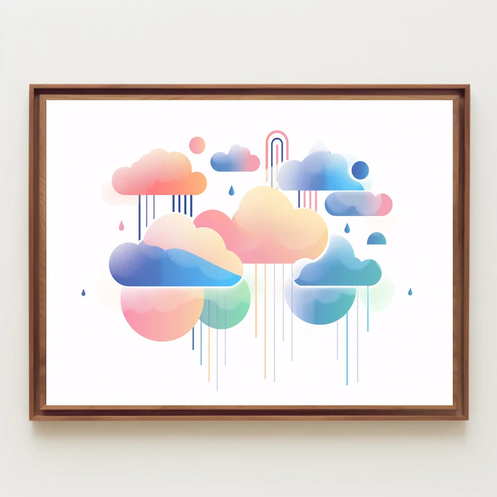 Abstract Rainbow Clouds: Modern Pastel Art Poster