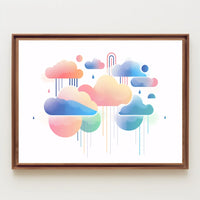 Abstract Rainbow Clouds: Modern Pastel Art Poster