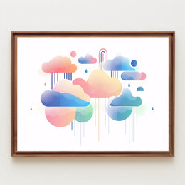 Abstract Rainbow Clouds: Modern Pastel Art Poster