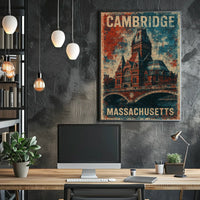 Cambridge Massachusetts Vintage Travel Decor Poster