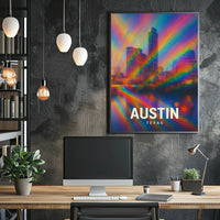 Austin Cityscape Psychedelic Pop Art Urban Poster