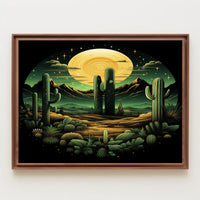 Desert Moonlit Landscape Poster