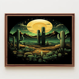 Desert Moonlit Landscape Poster