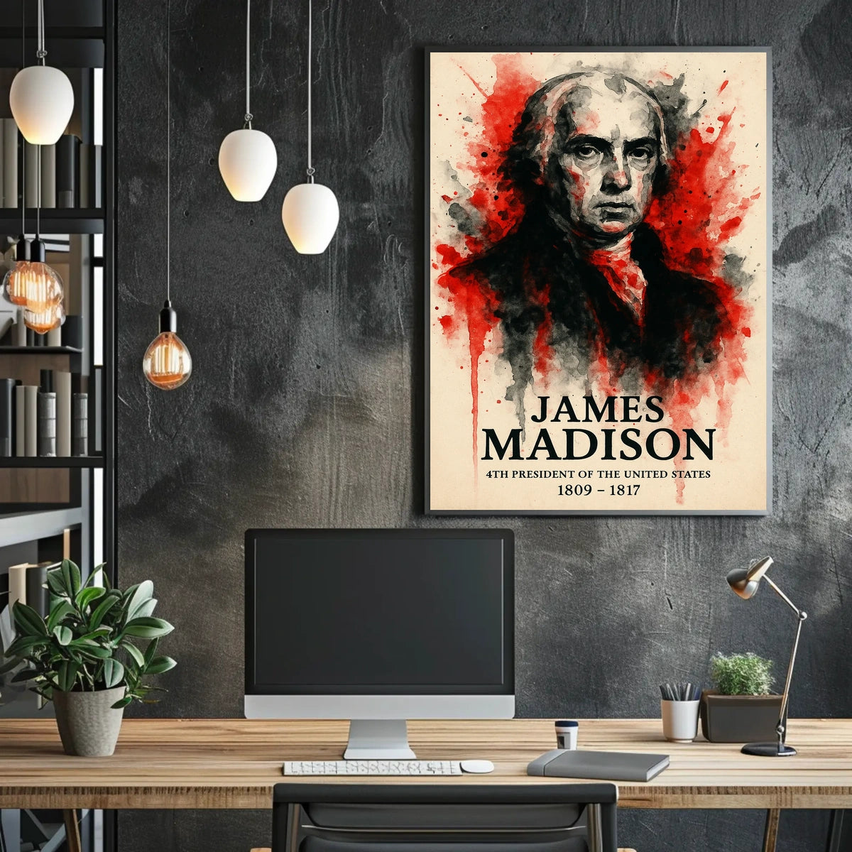 James Madison Watercolor Portrait Historical or Presidential Poster