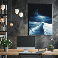 Serene Snowy Landscape Under Starry Sky Poster