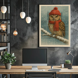 Winter Owl In Red Poster