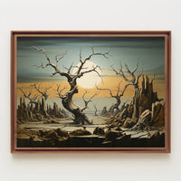Surreal Landscape with Twisted Trees Futuristic Sci-Fi Poster