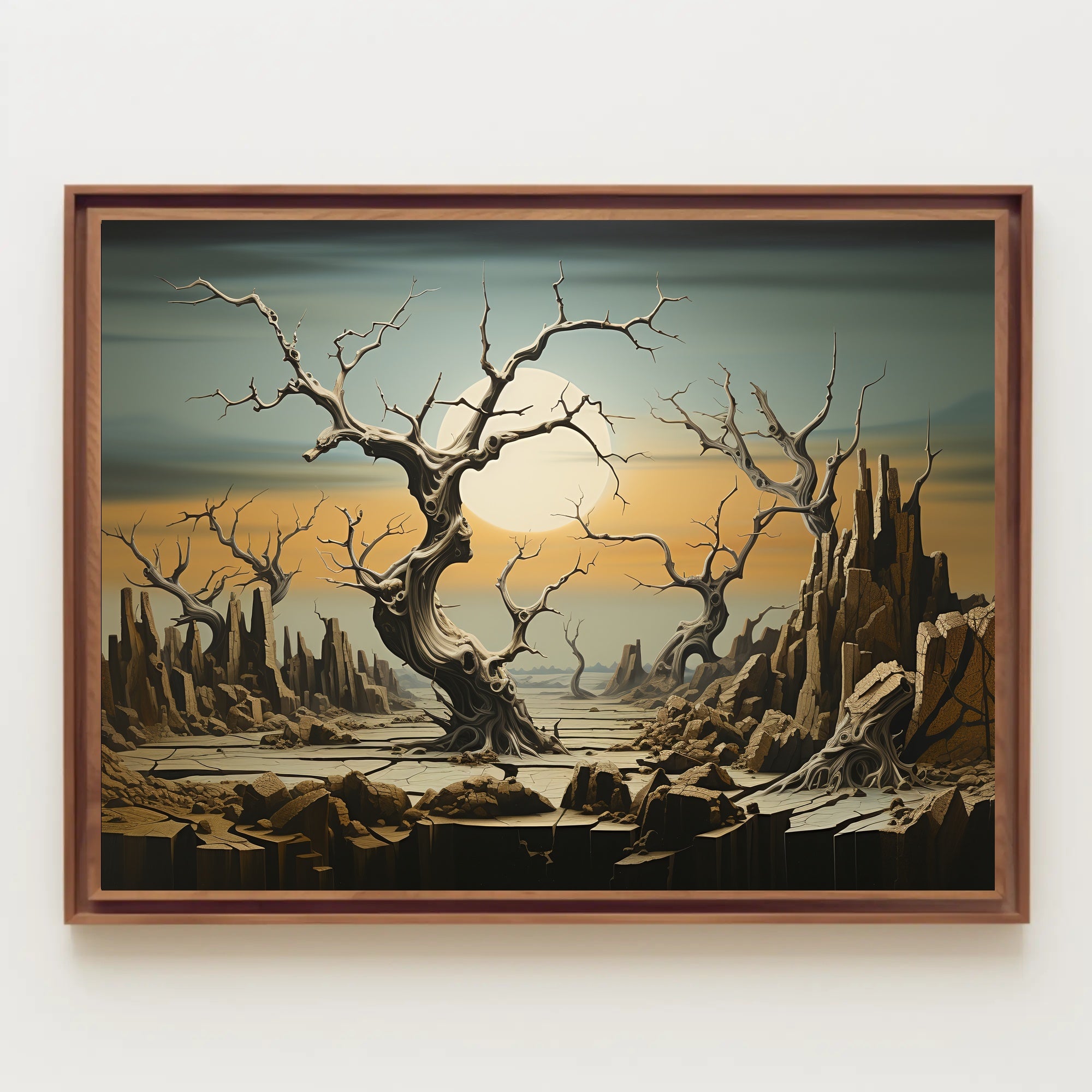 Surreal Landscape with Twisted Trees Futuristic Sci-Fi Poster