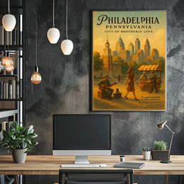 Philadelphia's Historic Charm: Vintage Cityscape Poster