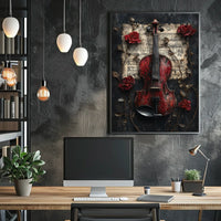Red Violin Symphony: Timeless Elegance Elegant Artistic Poster