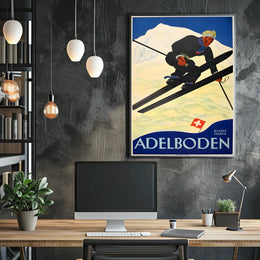 Swiss Alps Ski Adventure: Vintage Travel Poster PosterGoat