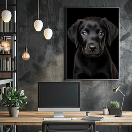 Black Labrador Puppy Close-Up Realistic Animal Poster