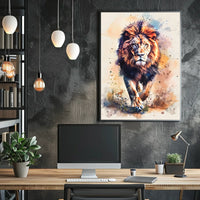 Majestic Lion in Watercolor Poster