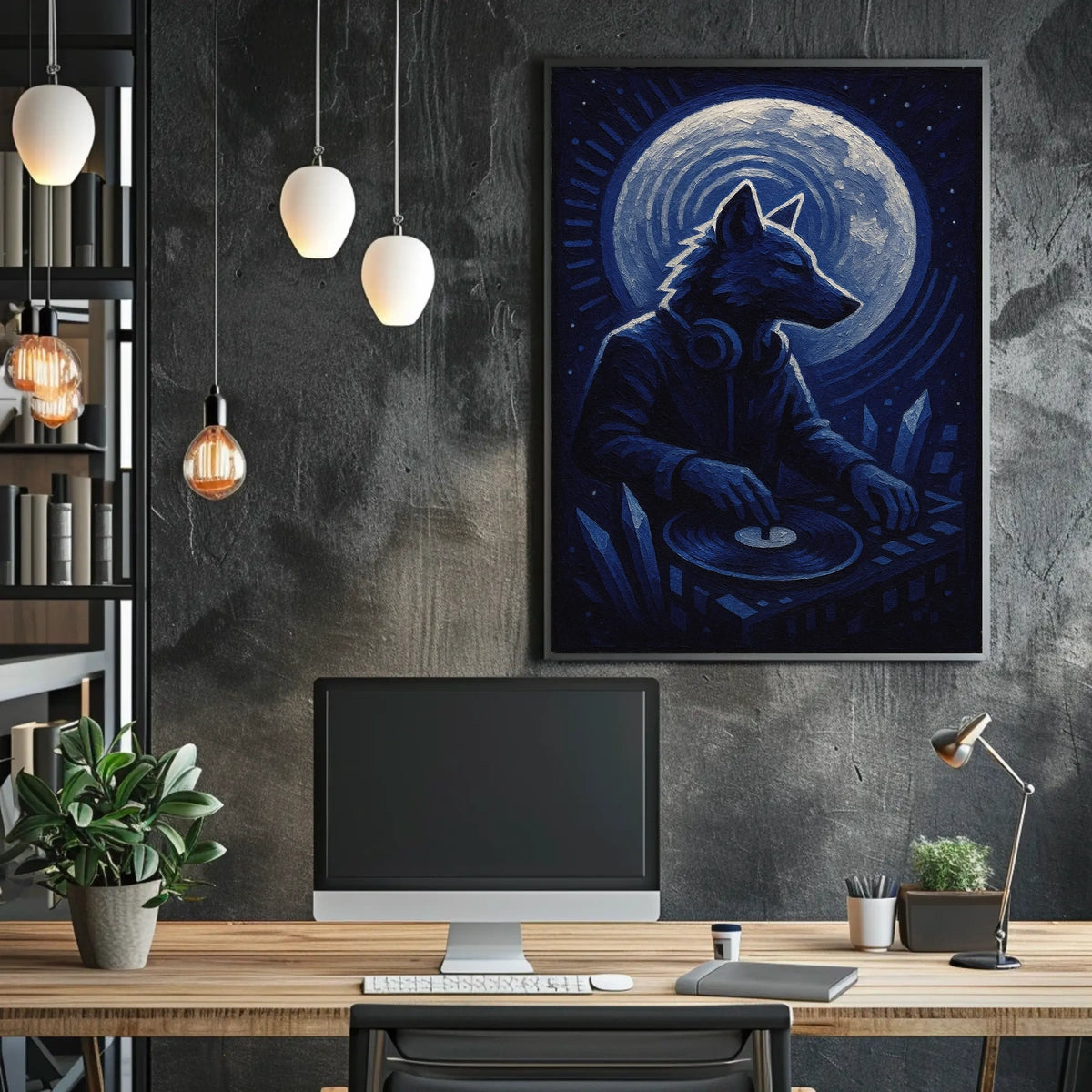 Moonlit Dj Wolf Poster
