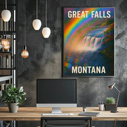 Stunning Great Falls Montana Scenic Nature Landscape Photography Realism Art Poster For Wanderlust Decor Enthusiasts