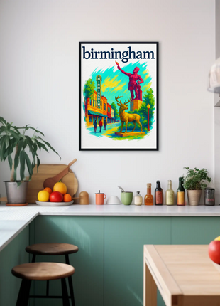 Birmingham Michigan Wall Art Vintage Travel Poster