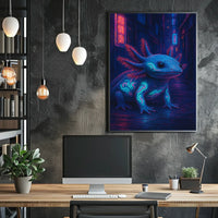 Neon Axolotl In The City Poster