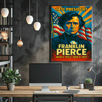 Franklin Pierce 14th President of the United States Colorful Comic Book Style Poster
