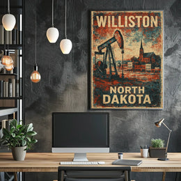 Williston North Dakota Travel Wanderlust Minimalist Poster