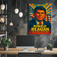 Ronald Reagan 40th President of the United States Colorful Comic Book Style Poster