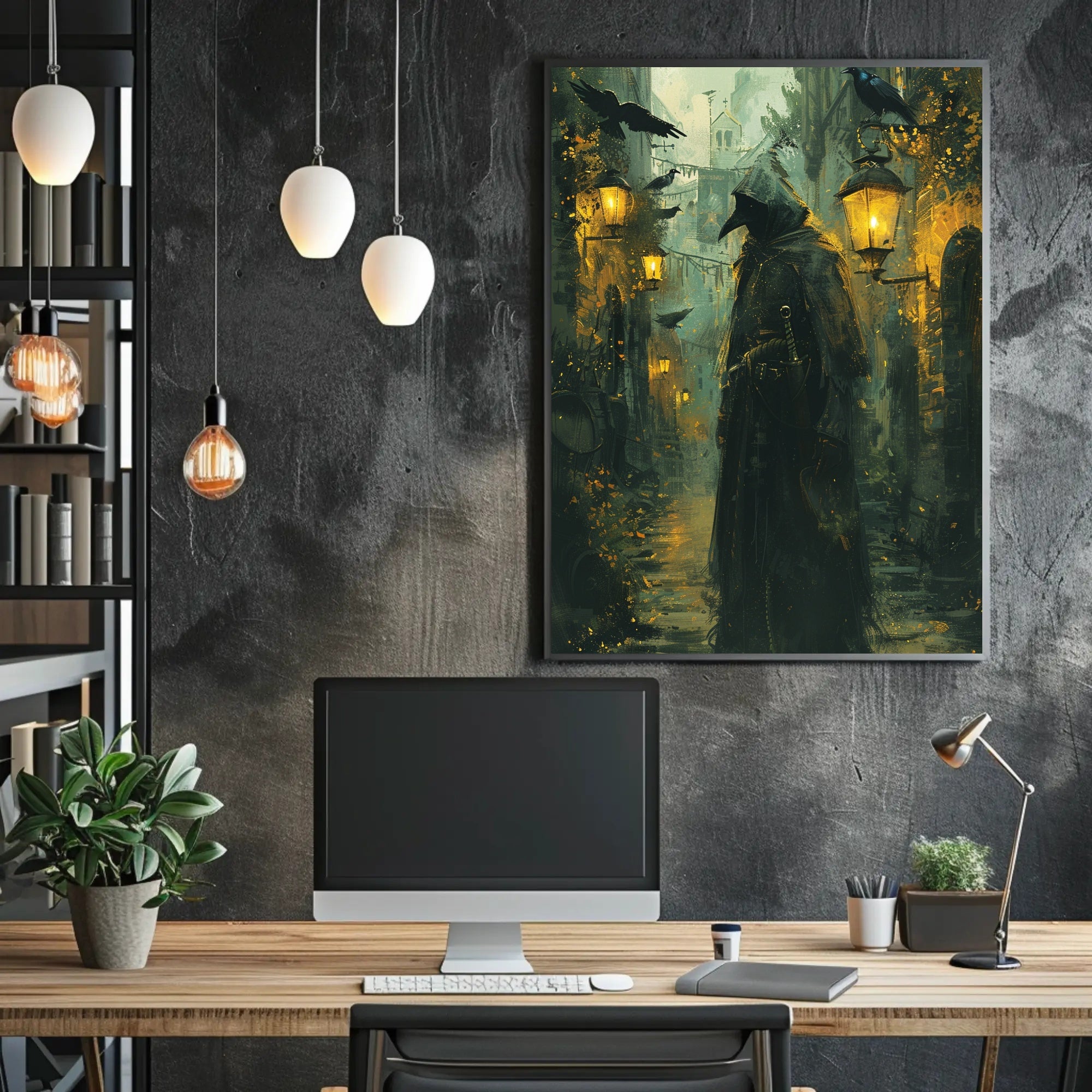 Medieval Plague Doctor Gothic Illustration Poster PosterGoat