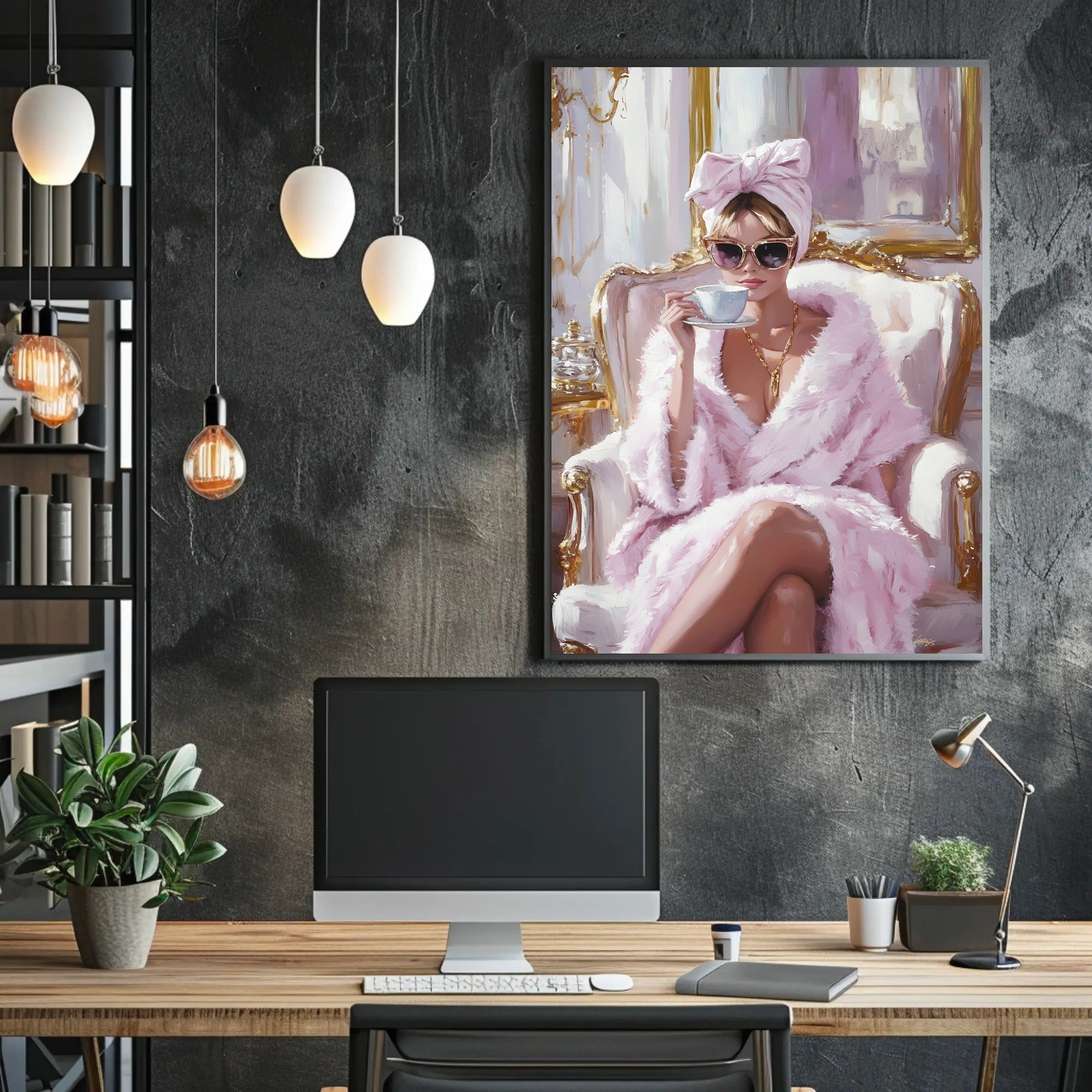 Elegant Morning Ritual Poster Glamorous Pink Wall Art