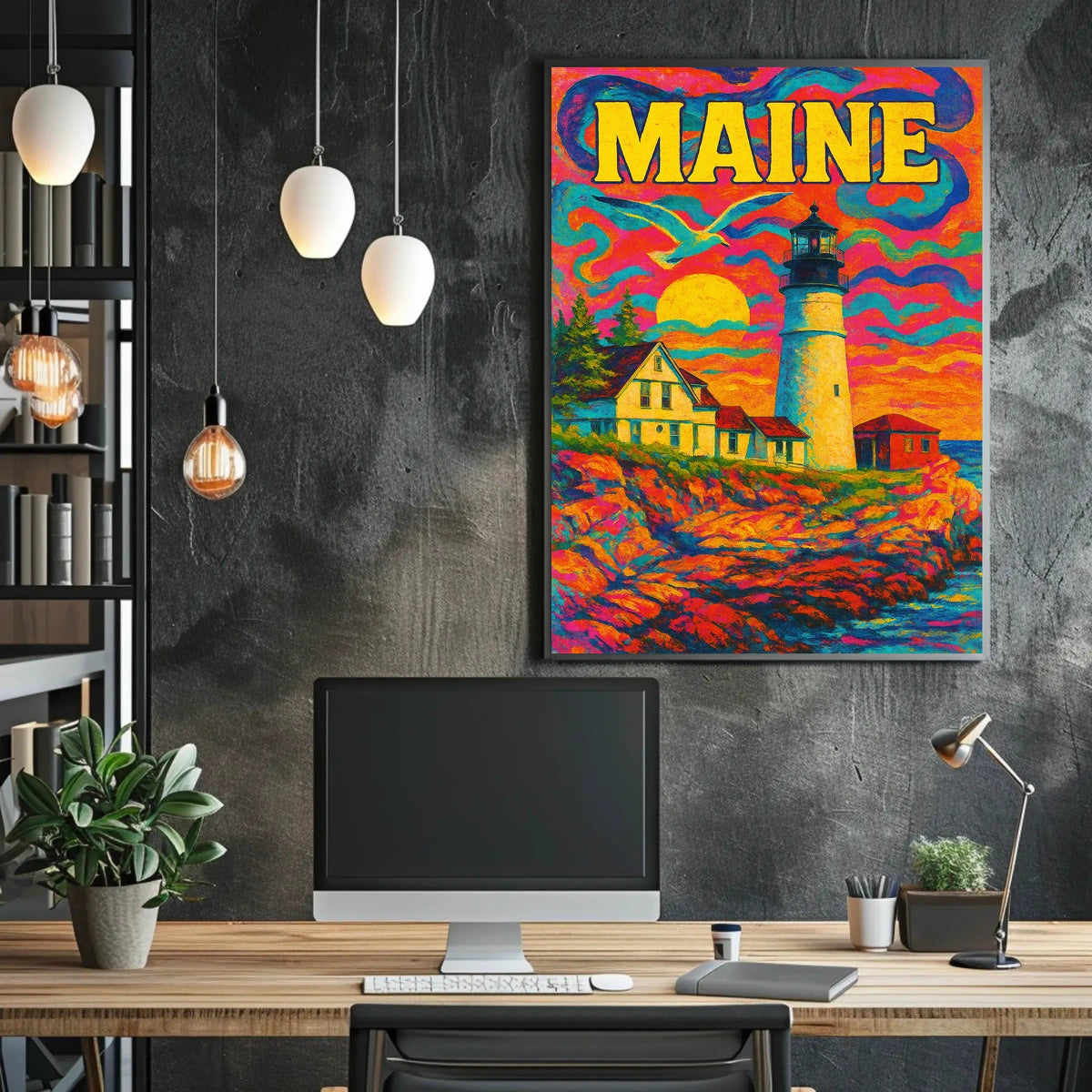 Maine Lighthouse Art Poster