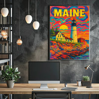 Maine Lighthouse Art Poster