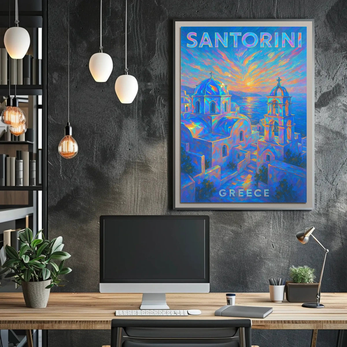 Santorini Sunset Greece Poster
