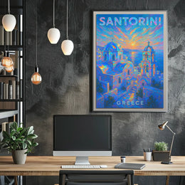Santorini Sunset Greece Poster