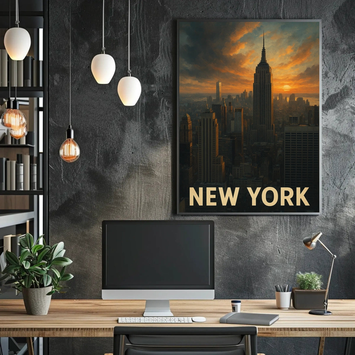 New York Skyline At Sunset Poster