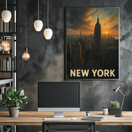 New York Skyline At Sunset Poster