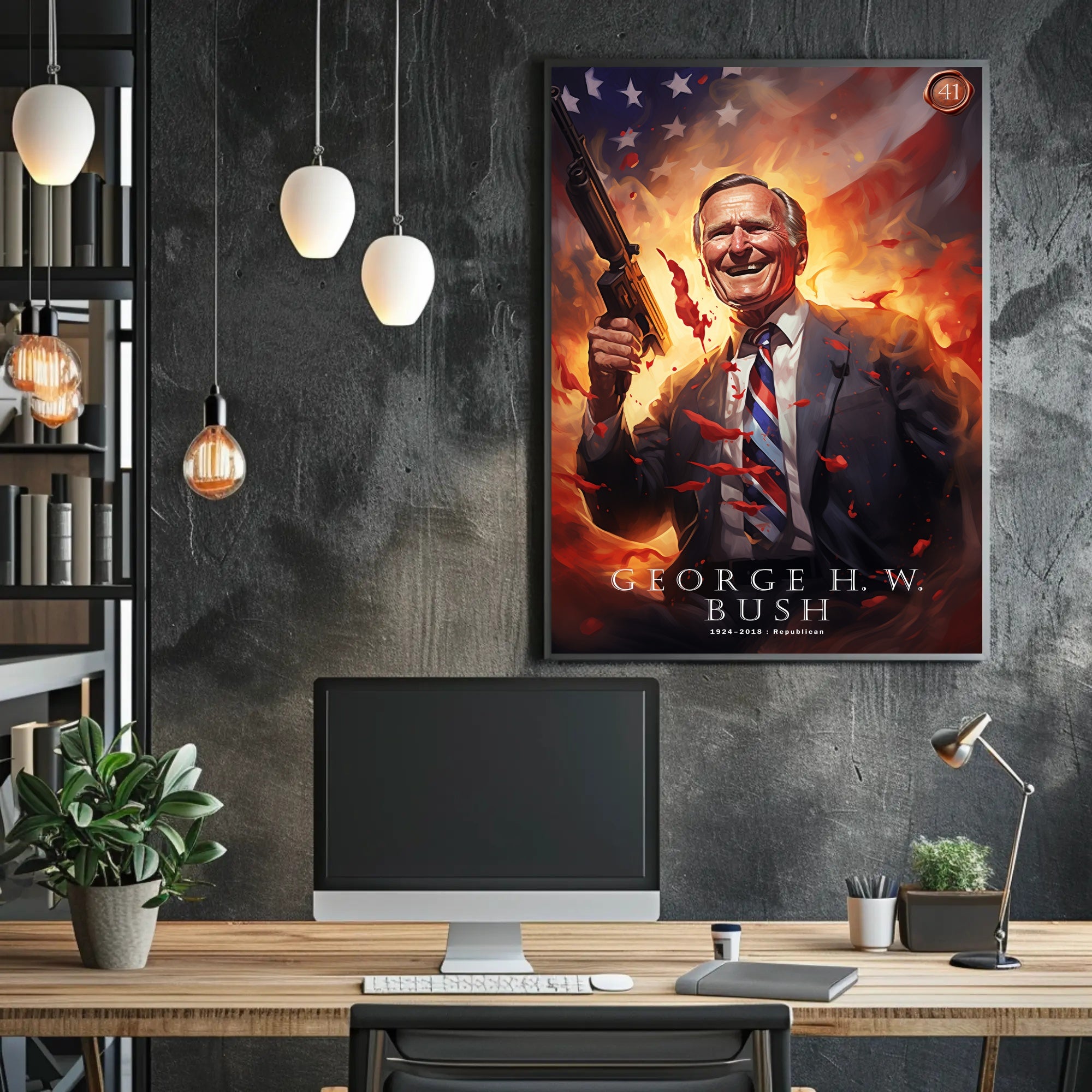 Commemorative Portrait of George H.W. Bush Poster