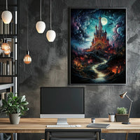Enchanted Castle Under The Moonlit Sky Poster