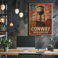 Conway Water Tower Heritage Nostalgia Arkansas Retro Poster