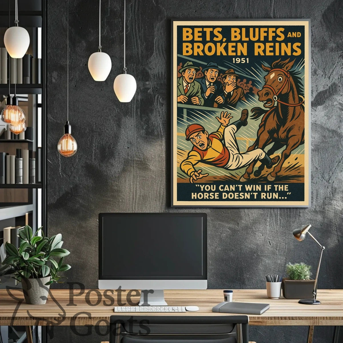 Dramatic Horse Racing Event with Vintage Style Sports Poster