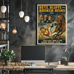 Dramatic Horse Racing Event with Vintage Style Sports Poster