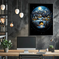 Winter Wonderland Village Enchantment: Abstract or Artistic Poster