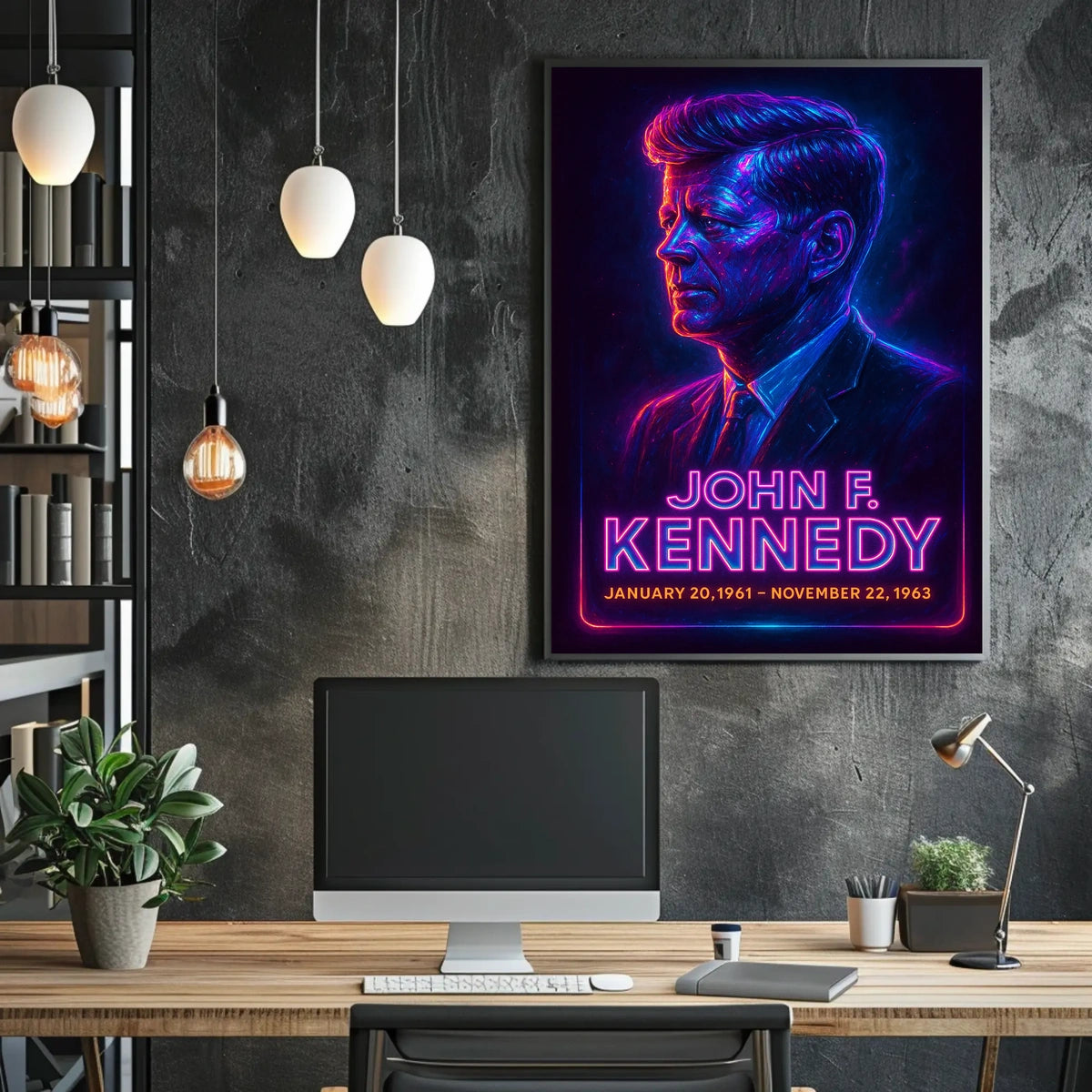 Kennedy Presidential Portrait Vintage Realism Poster