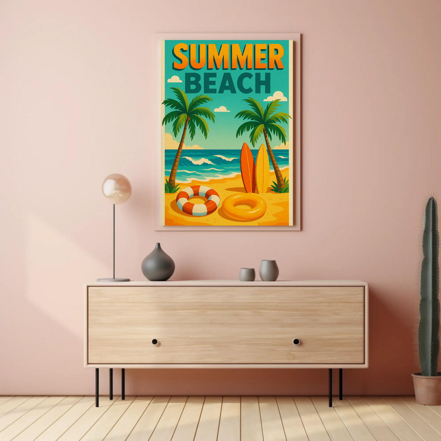 Summer Beach Palm Trees Travel Poster