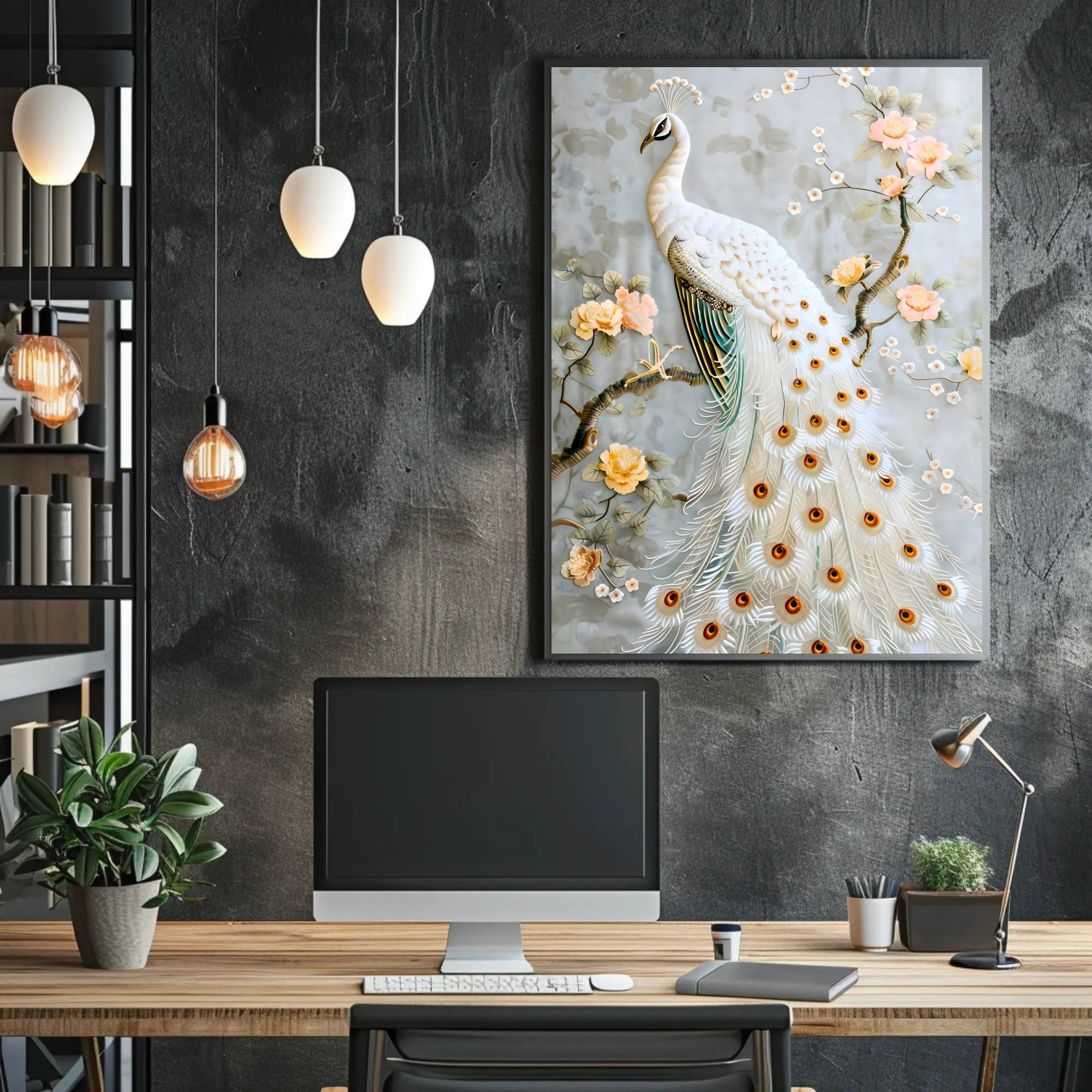 White Peacock Elegance Cultural or Heritage Poster