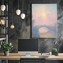 Serene Bridge Sunset Poster Wall Art Print